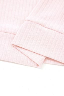 image-Light Pink Collared V Neck Ribbed Tee
