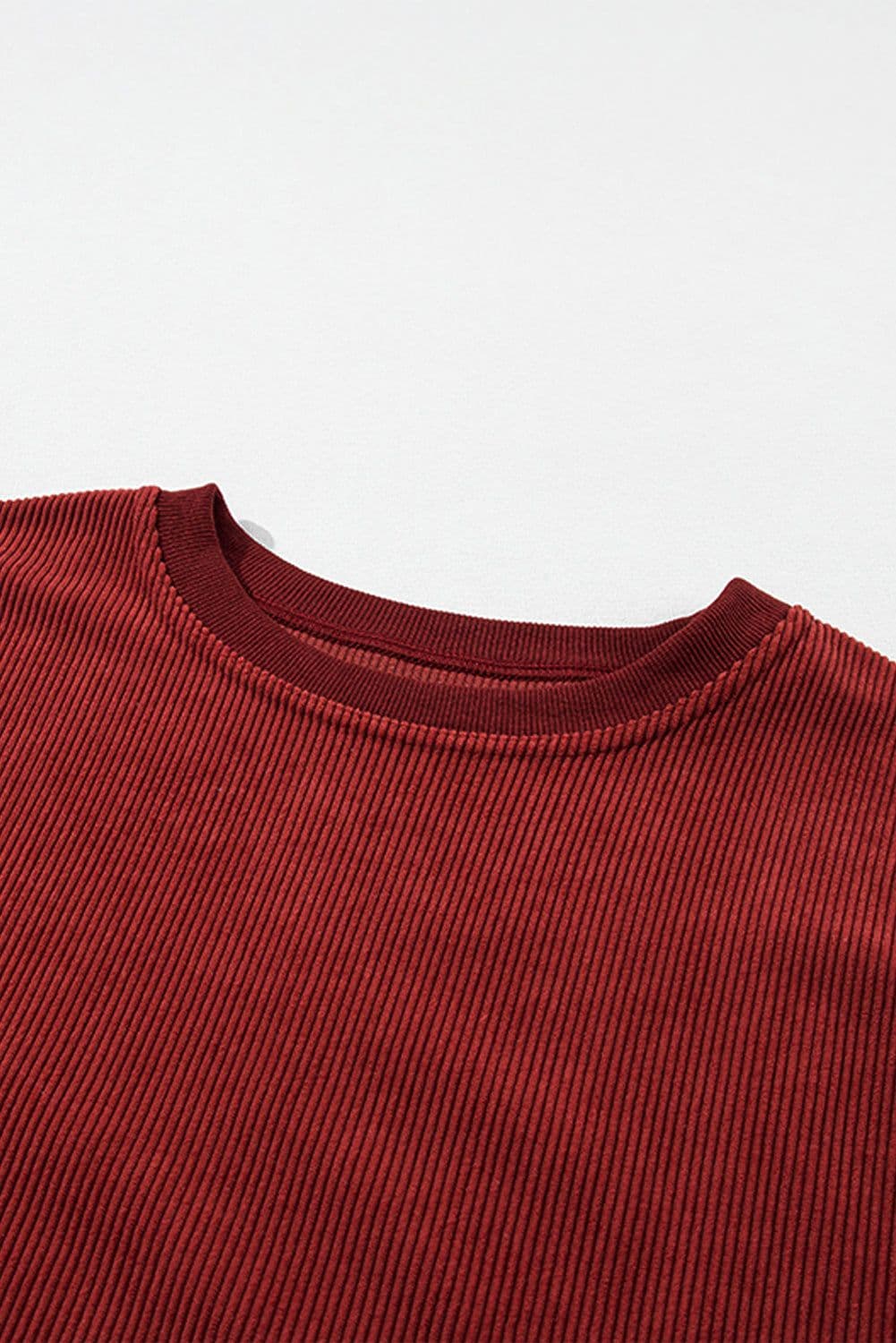 image-Strawberry Pink Ribbed Corded Oversized Sweatshirt