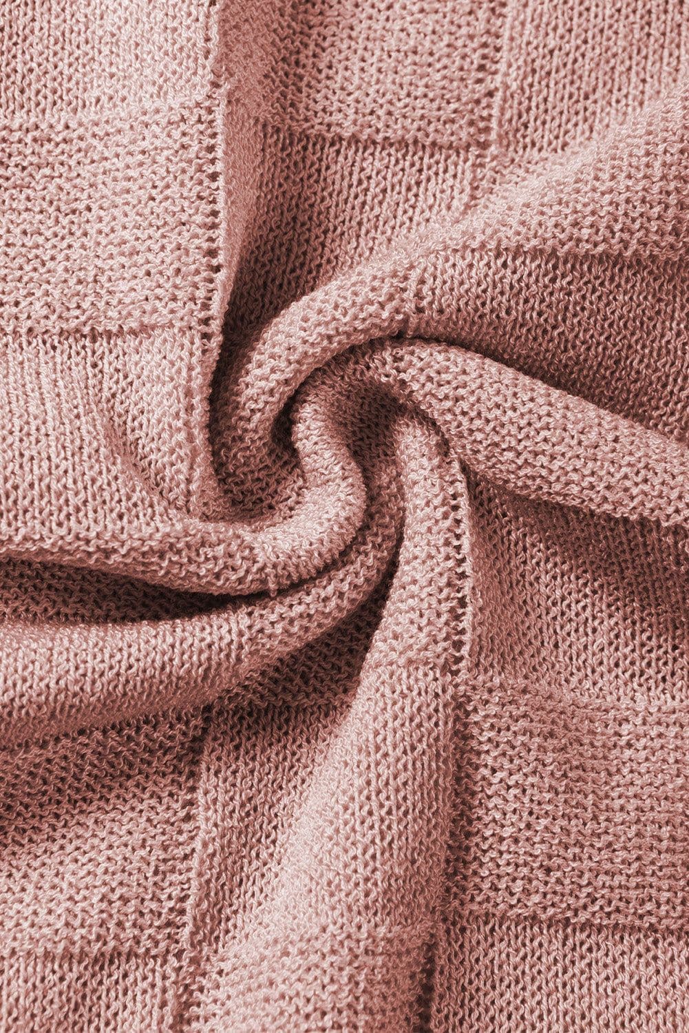 image-Pink Lattice Textured Knit Short Sleeve Sweater - Sizes S-3XL