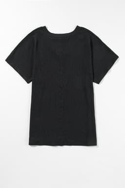 image-Blue Sapphire Crinkled V Neck T-shirt - Women's Fashion