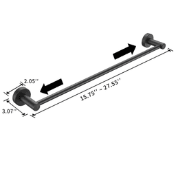 image-Bathroom Hardware Set, Thicken Space Aluminum 3 PCS Towel bar Set- Matte Black 16-27 Inches Adjustable Bathroom Accessories Set