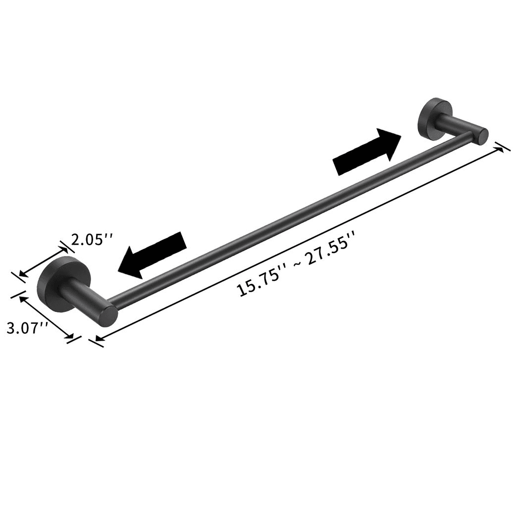 image-Bathroom Hardware Set, Thicken Space Aluminum 3 PCS Towel bar Set- Matte Black 16-27 Inches Adjustable Bathroom Accessories Set