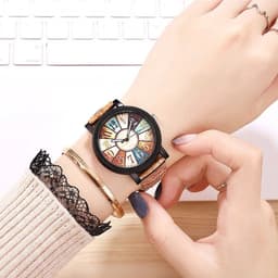 image-Casual Vintage Leather Women Quartz Wrist Watch Gift Clock