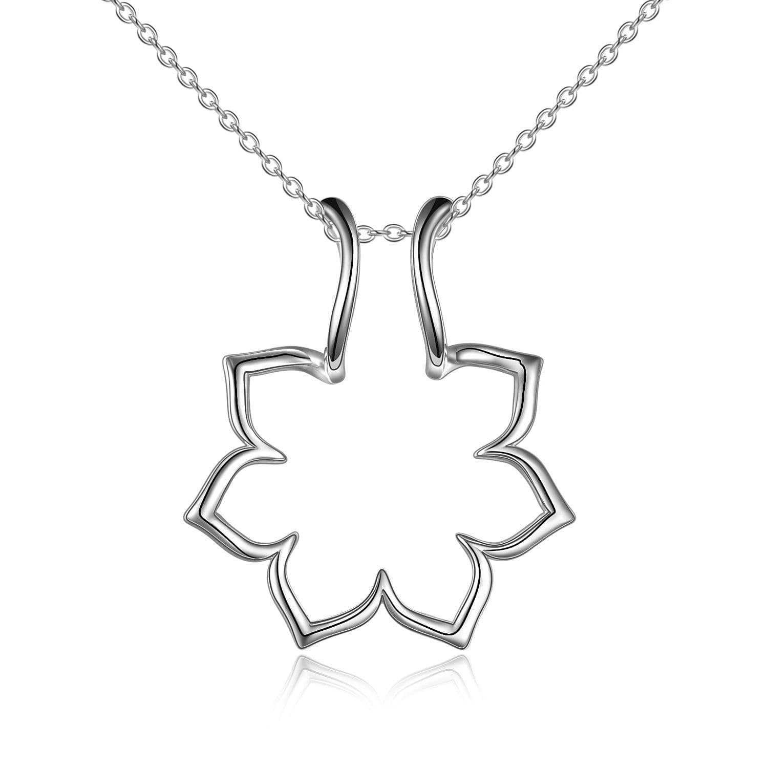image-Sterling Silver Ring Holder Keeper Flower Pendant Necklace for Women