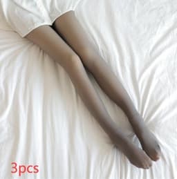 image-Translucent Fleece-Lined Plus Size Leggings - Warm Winter Tights Black, Coffee, Gray