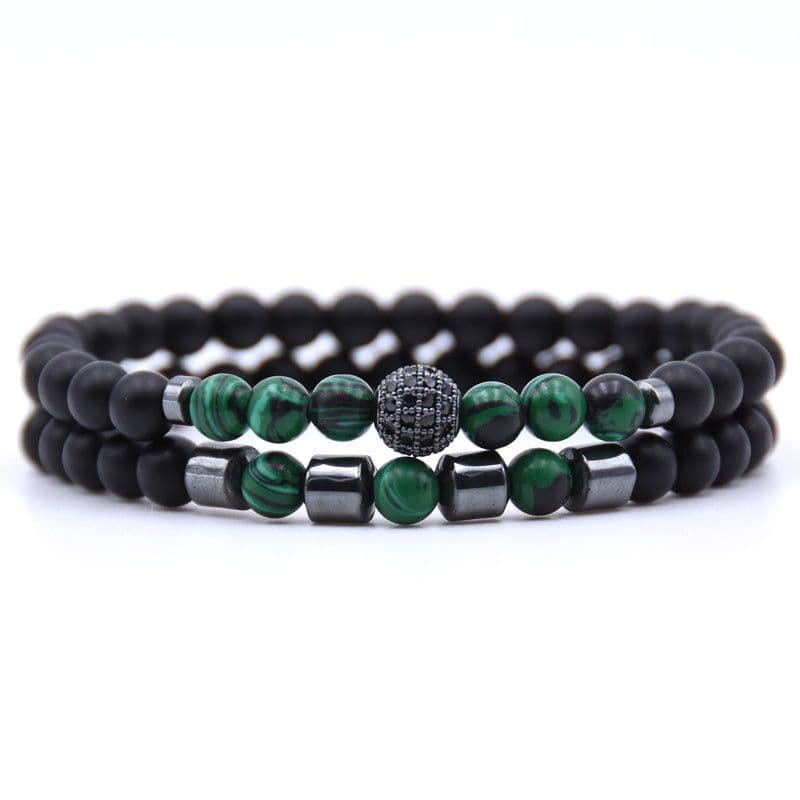 image-Micro-inlaid Zircon Nracelet 6mm Natural Stone Beaded Bracelet