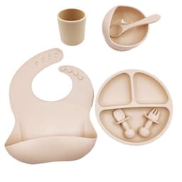 image-Baby Cutlery Set Silicone Bib Silicone Cup Spoon