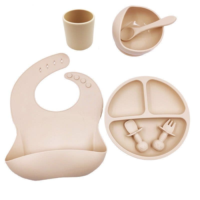 image-Baby Cutlery Set Silicone Bib Silicone Cup Spoon