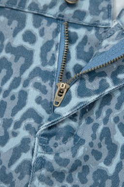 image-Sky Blue Leopard Frayed Wide Leg Jeans