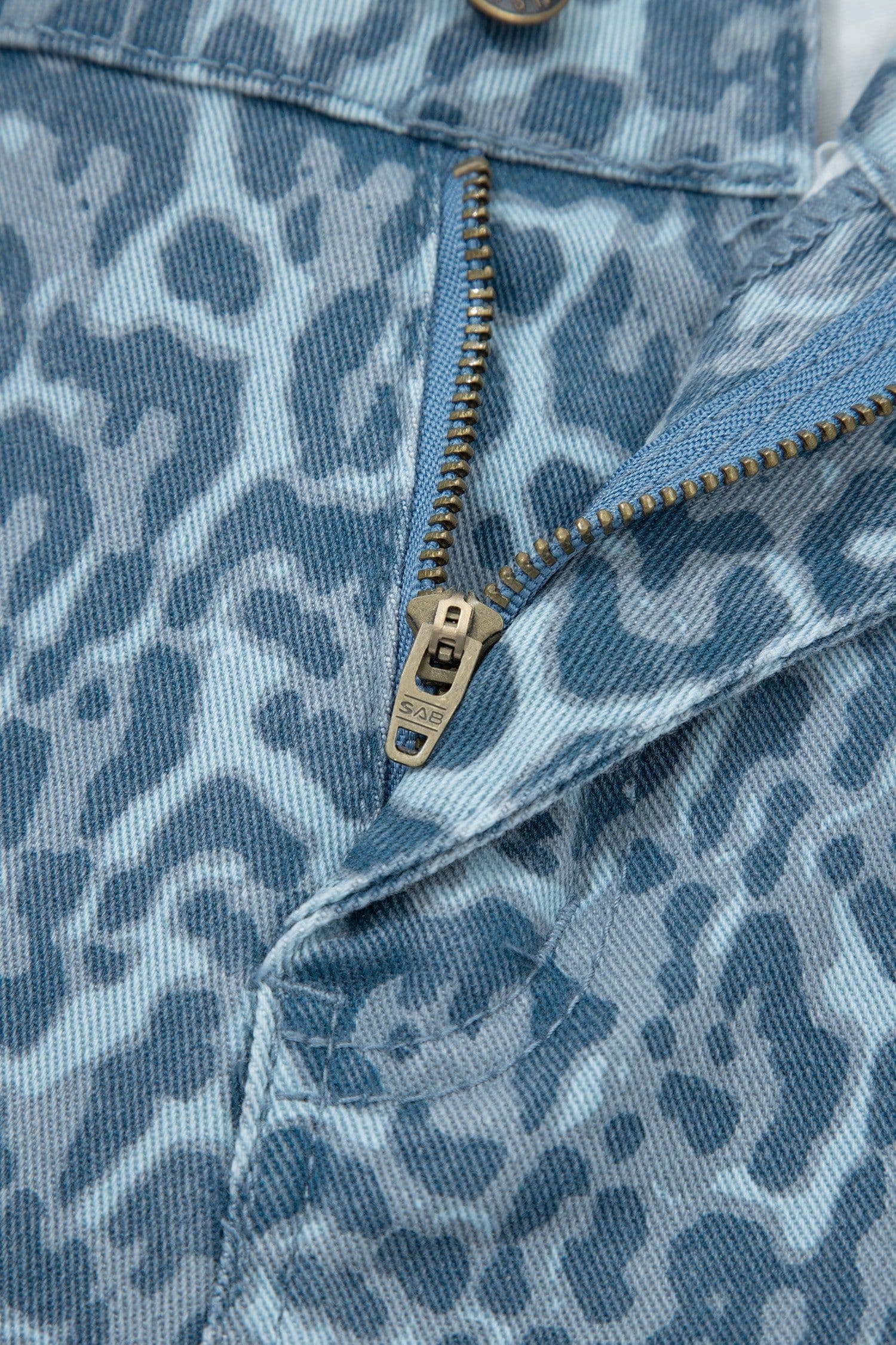 image-Sky Blue Leopard Frayed Wide Leg Jeans