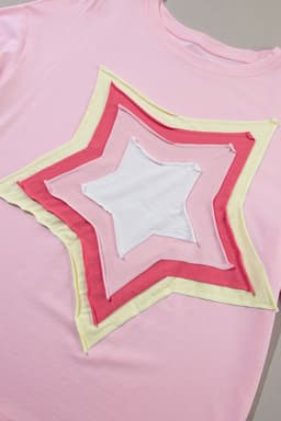 image-Moonlight Jade Colorblock Star Patched Half Sleeve Tee