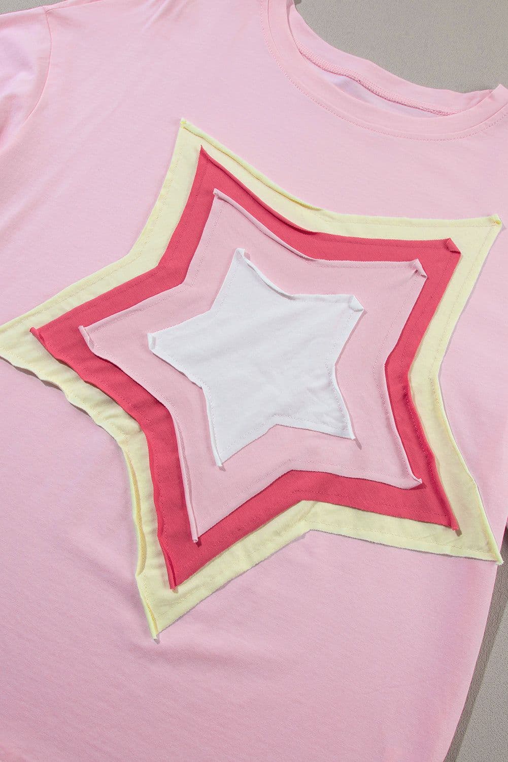 image-Moonlight Jade Colorblock Star Patched Half Sleeve Tee