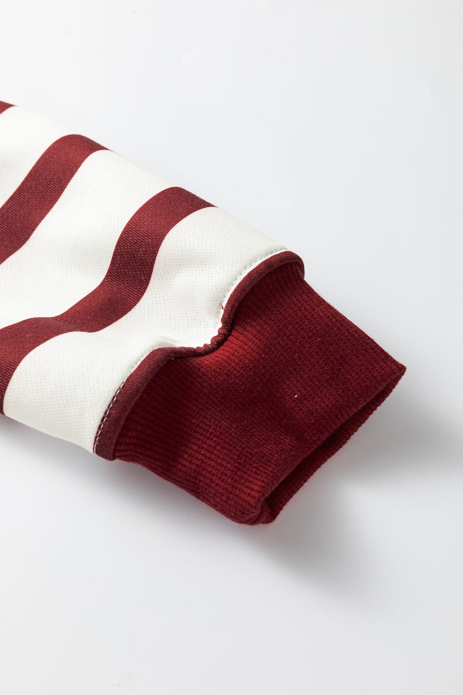 image-Red Stripe Pullover Hoodie & Solid Pants 2pc Set
