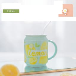 image-Household Water Cup Ins Style Creative Ceramic Cup With Lid Flower Tea Cup
