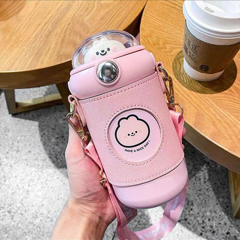 image-Cute Little Bear Water Cup Crossbody Convenient