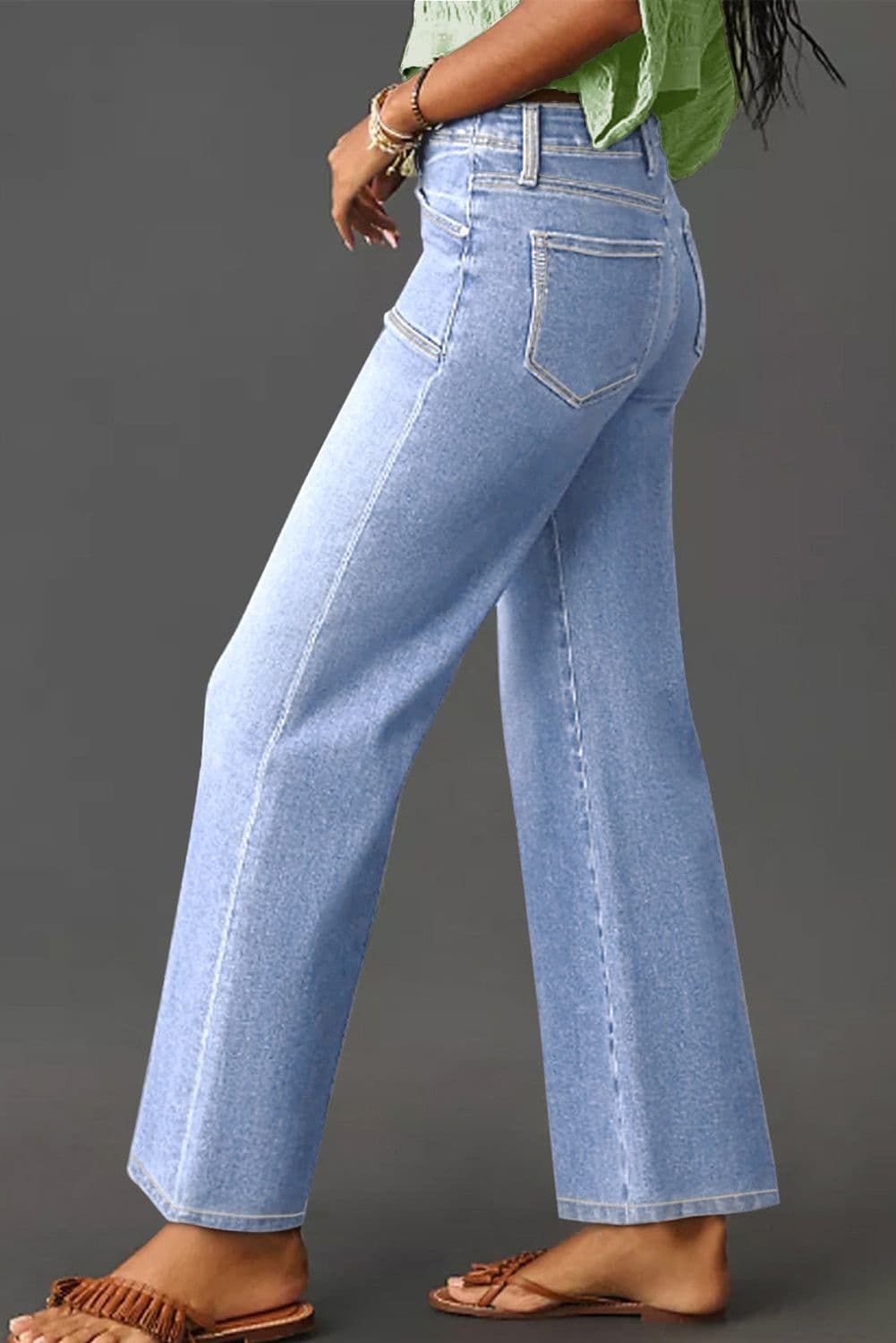 image-Beau Blue Loose Straight Leg Cropped Jeans