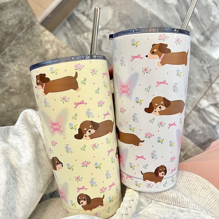 image-Cute Cartoon Floral Stainless Steel Water Cup