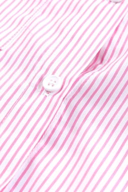 image-Sky Blue Striped Boyfriend Shirt with Pocket - Smocked Cuffs