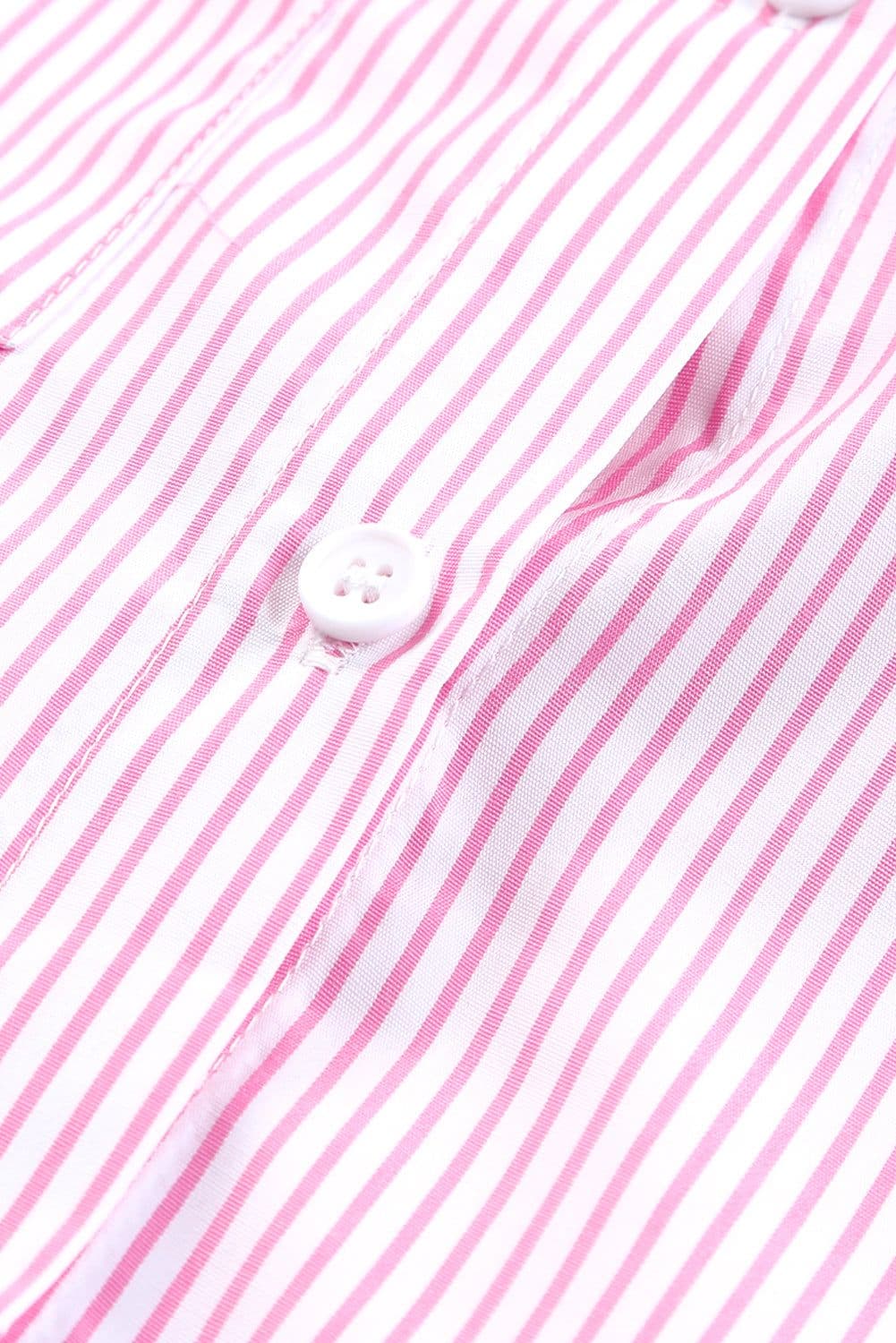 image-Sky Blue Striped Boyfriend Shirt with Pocket - Smocked Cuffs