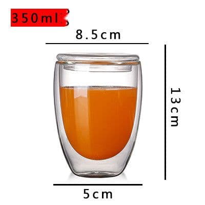 image-Household Double Layer Transparent Glass Water Cup