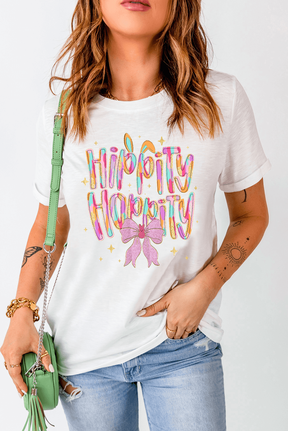 image-White Hippity Hoppity Graphic Loose Tee