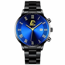 image-Fashion Men's Casual Business Calendar Stainless Steel Watch