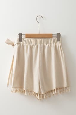 image-Apricot Tassel Trim Wrap Knot Side Bohemian Mini Skort