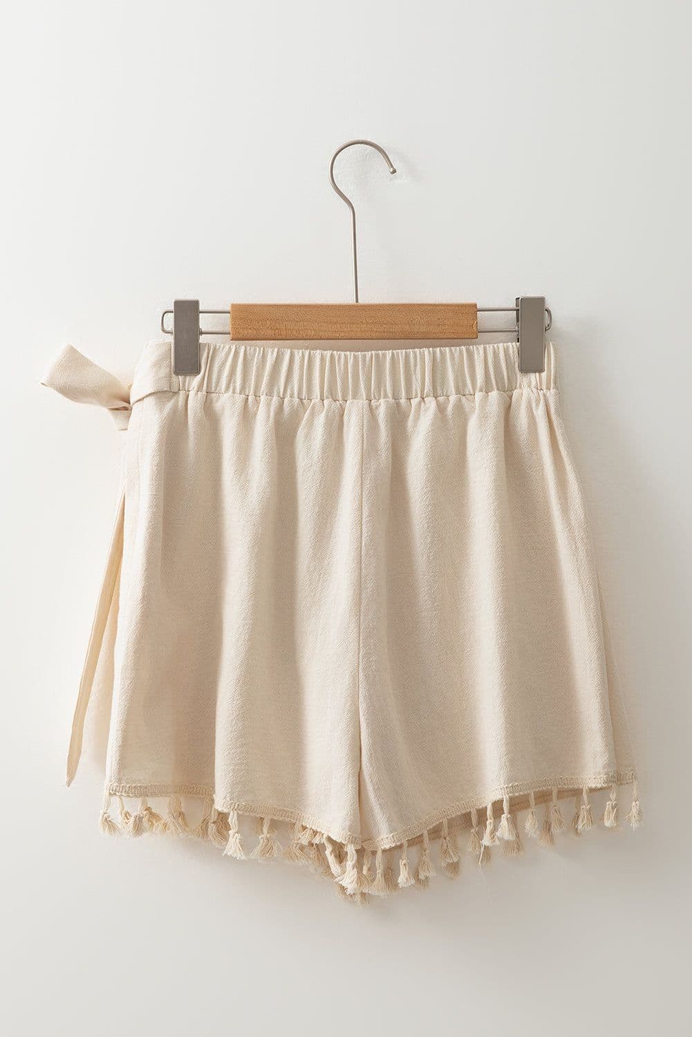 image-Apricot Tassel Trim Wrap Knot Side Bohemian Mini Skort