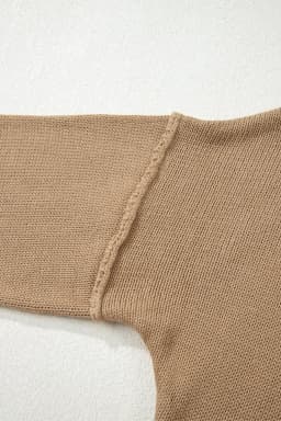 image-Pale Khaki Exposed Seam Drop Shoulder Oversize Sweater Mini Dress