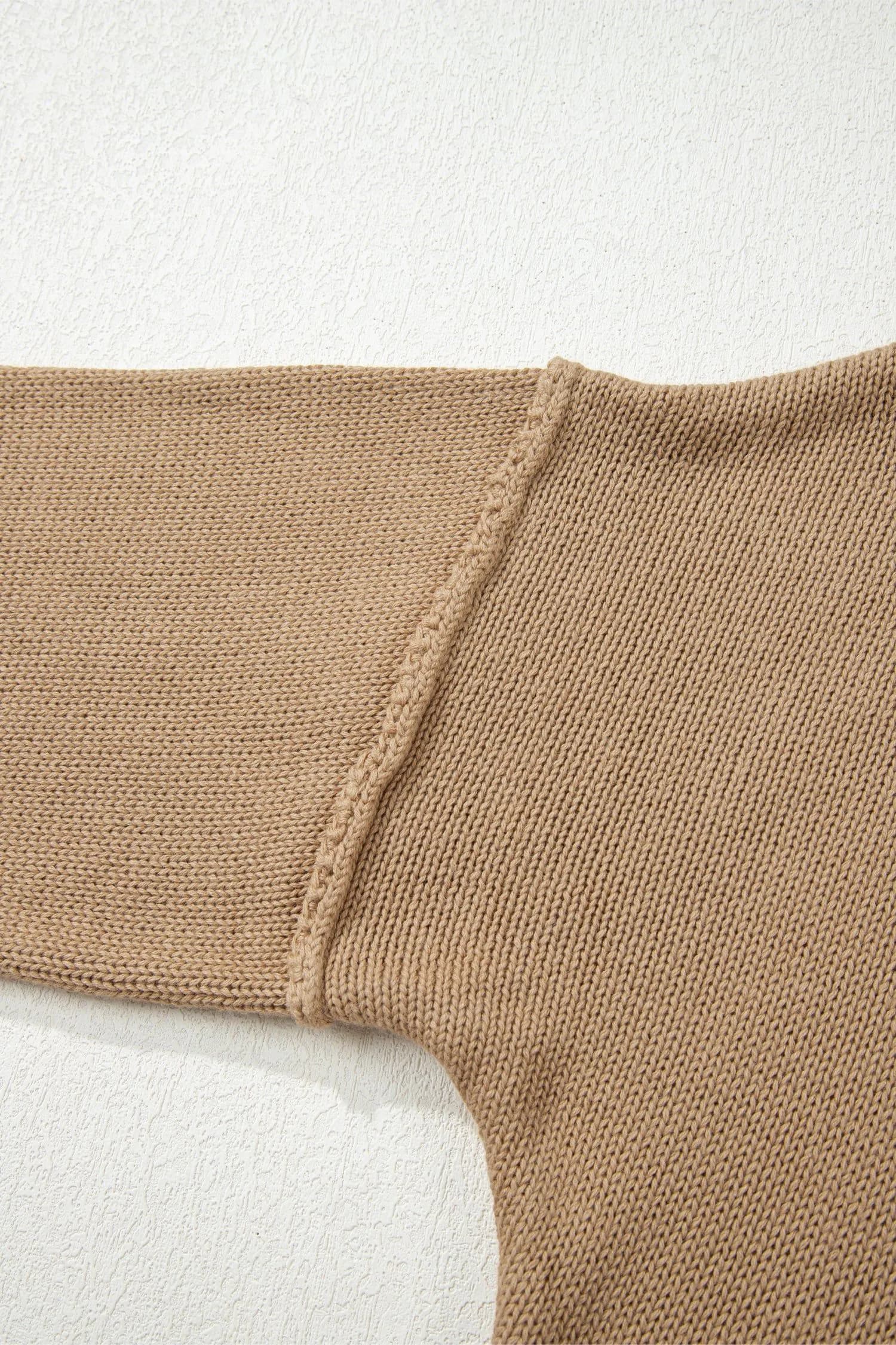 image-Pale Khaki Exposed Seam Drop Shoulder Oversize Sweater Mini Dress