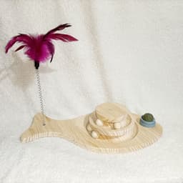 image-Cat Toys From Solid Wood Cat Turntable Bite-resistant Funny Cat Stick Cat Supplies