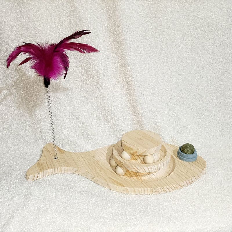 image-Cat Toys From Solid Wood Cat Turntable Bite-resistant Funny Cat Stick Cat Supplies