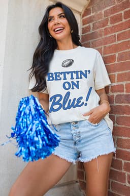 image-Rugby Football Graphic Crewneck T-Shirt - White Blue