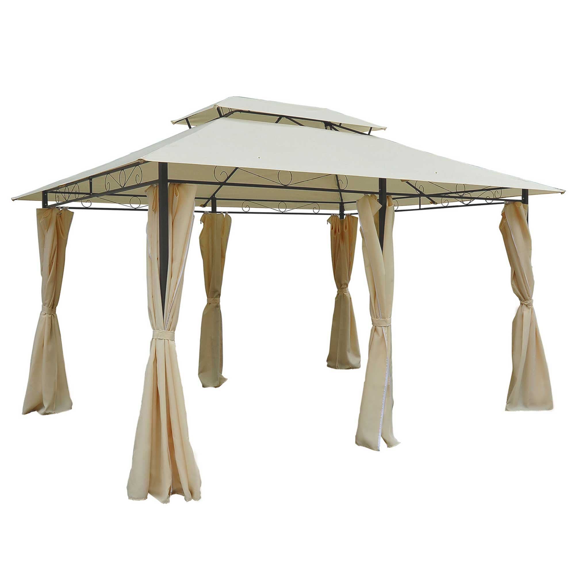 image-Metal Gazebo Curtains 4x3m Canopy Party Tent Garden Pavillion Patio Shelter