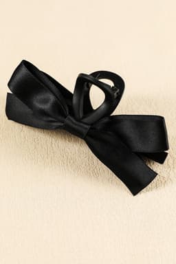 image-Black Large Bow Hair Claw Clip - Durable Plastic Decor