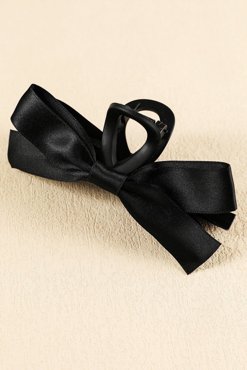 image-Black Large Bow Hair Claw Clip - Durable Plastic Decor