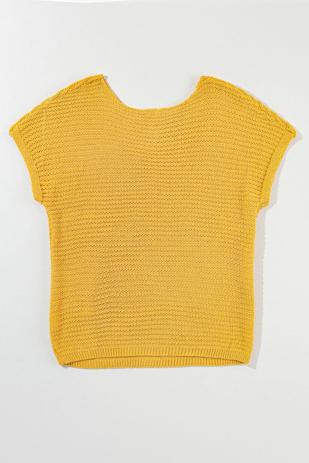 image-Pink Solid Loose Knit Short Dolman Sleeve Sweater