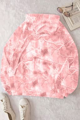 image-Beige Camouflage Woodland Print Oversized Sporty Hoodie
