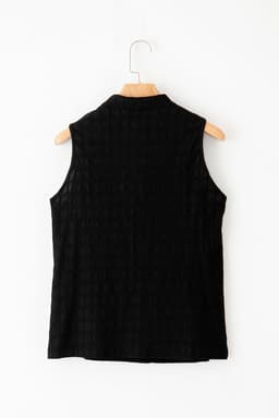 image-Black Lattice Split Neck Tank Top