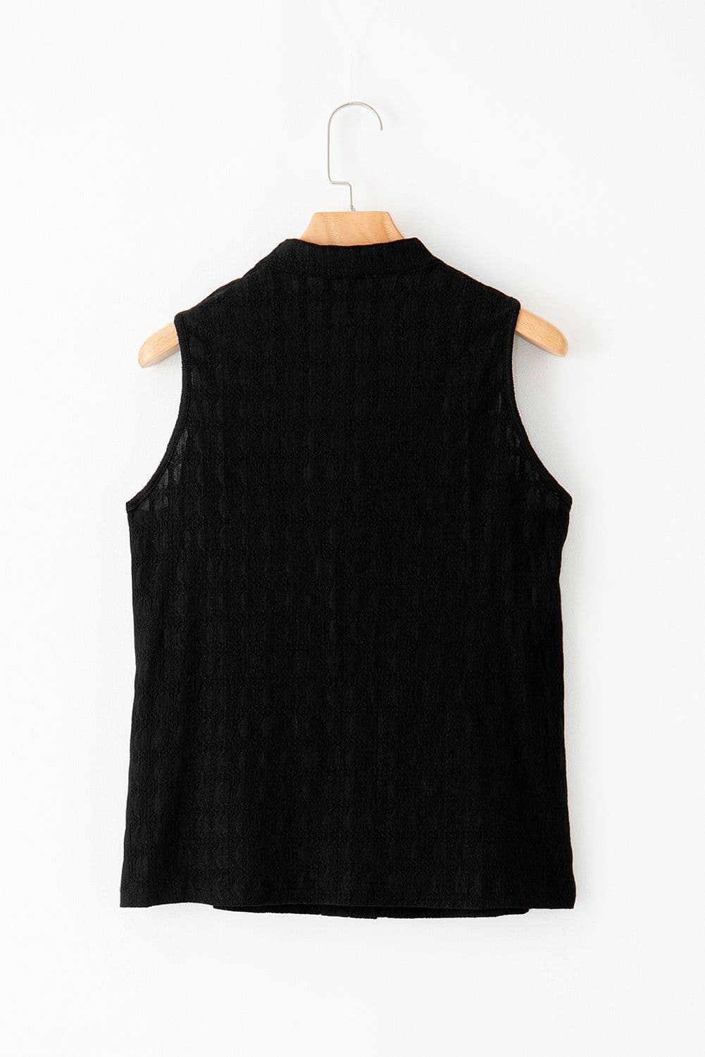 image-Black Lattice Split Neck Tank Top