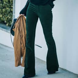 image-Ins Corduroy High Waist Flared Pants Fashion Casual Slim Solid Color Trousers Autumn And Winter Women's Clothing