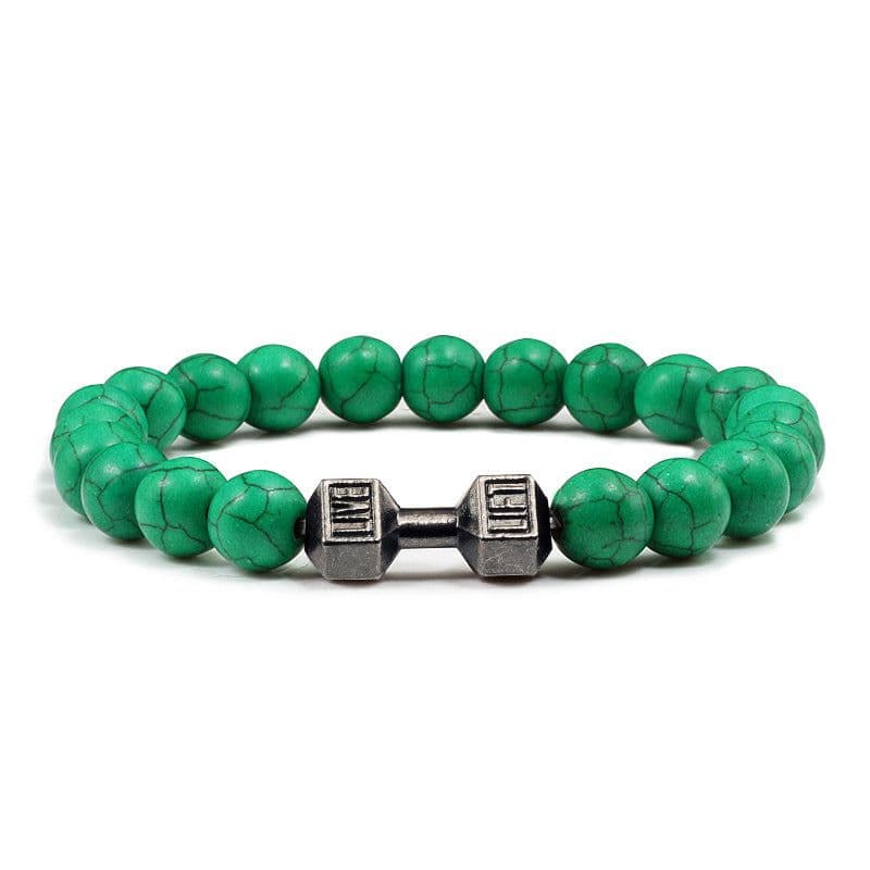 image-Turquoise Energy Gun Black Electroplated Alloy Barbell Bracelet
