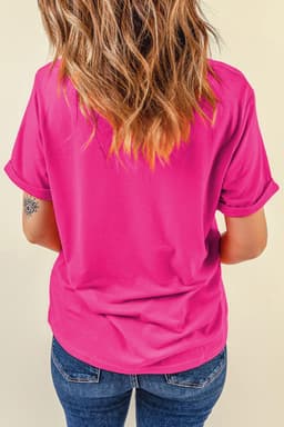 image-Rose Red Easter Egg Patched Crew Neck Graphic Tee