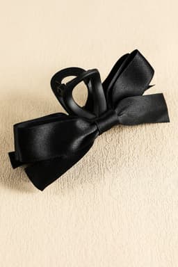 image-Black Large Bow Hair Claw Clip - Durable Plastic Decor