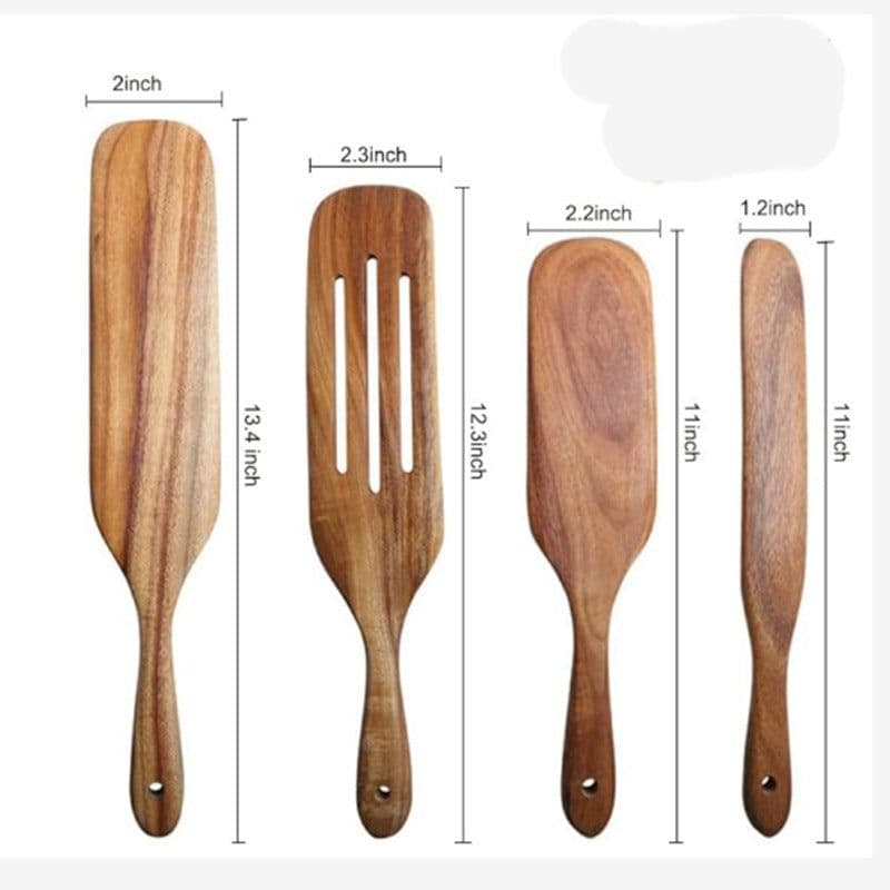image-Spatula Kitchenware Suit Teak Head Shovel Salad Stir Soup Pasta Spoon Kitchen