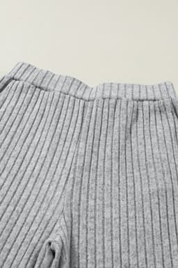 image-Ribbed Knit V Neck Slouchy Two-Piece Outfit - Khaki Modern Chic