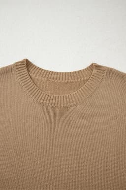 image-Pale Khaki Exposed Seam Drop Shoulder Oversize Sweater Mini Dress
