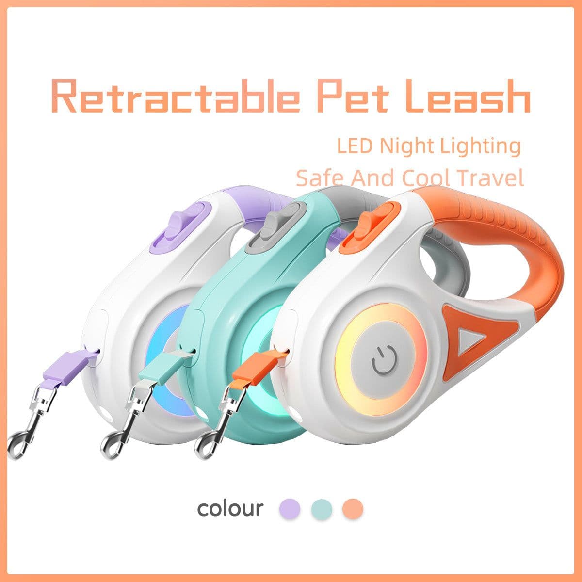 image-Dog Leash Retractable Leash And Dog Collar Spotlight Automatic Pet Dog Cat Traction Rope For Small Medium Dogs Pet Product