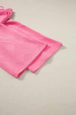 image-Strawberry Pink Textured Loose Fit T Shirt and Drawstring Pants Set