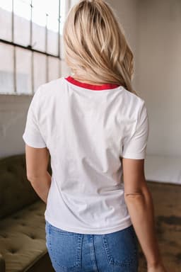 image-White Rainbow Stripe Crewneck T-Shirt